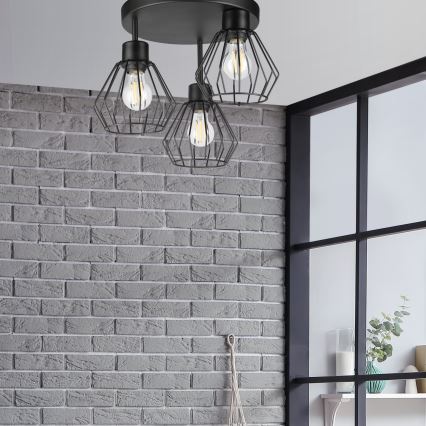 Surface-mounted chandelier AUDREY 3xE27/60W/230V black