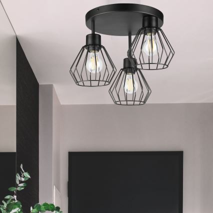 Surface-mounted chandelier AUDREY 3xE27/60W/230V black
