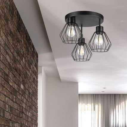 Surface-mounted chandelier AUDREY 3xE27/60W/230V black