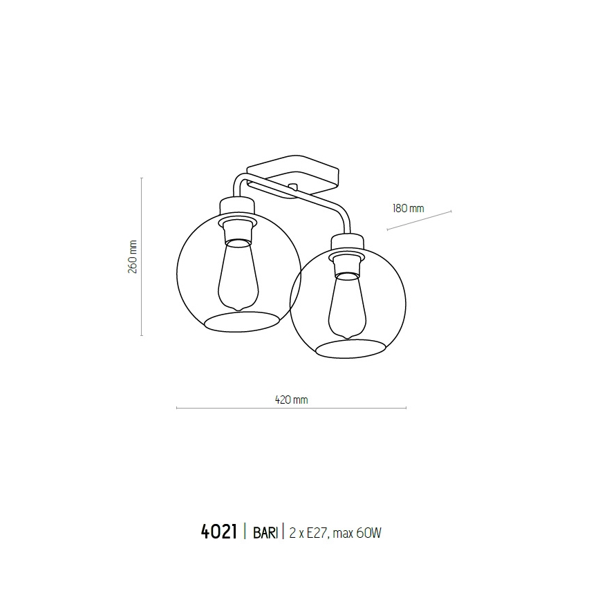 Surface-mounted chandelier BARI 2xE27/60W/230V
