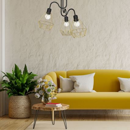 Surface-mounted chandelier BERGEN 3xE27/60W/230V black/gold