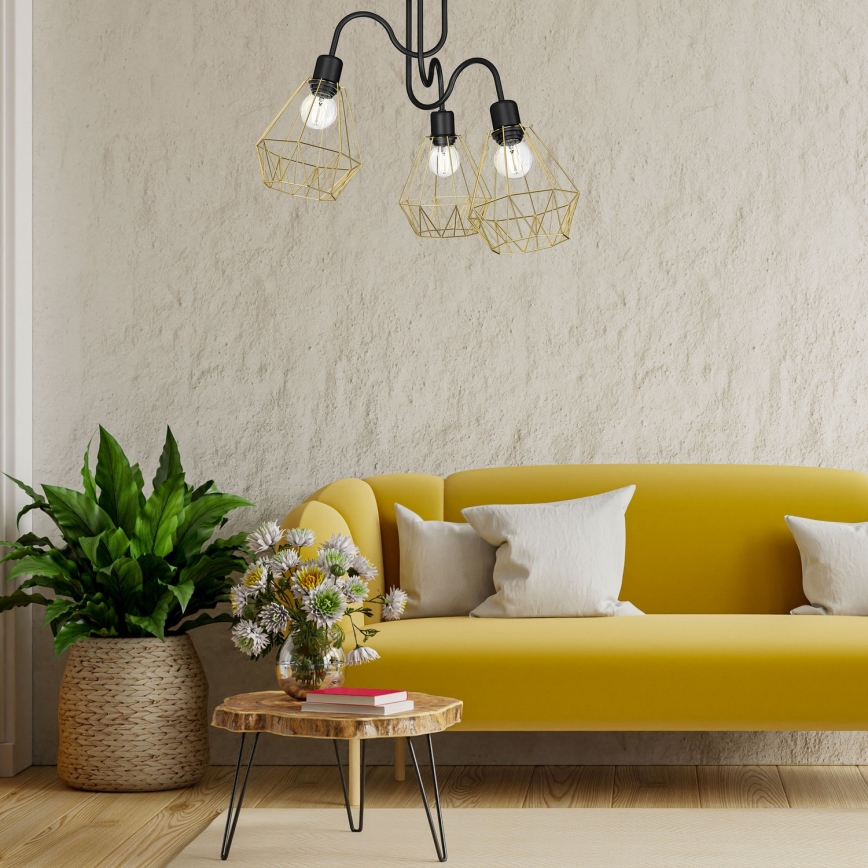 Surface-mounted chandelier BERGEN 3xE27/60W/230V black/gold