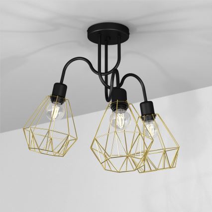 Surface-mounted chandelier BERGEN 3xE27/60W/230V black/gold