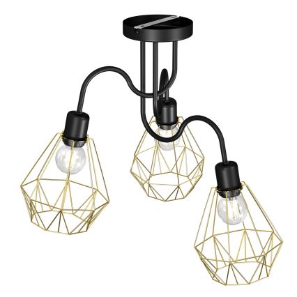 Surface-mounted chandelier BERGEN 3xE27/60W/230V black/gold