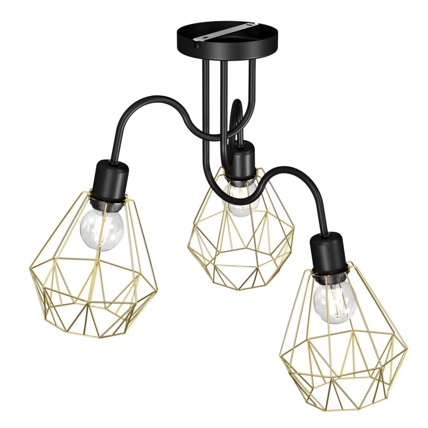 Surface-mounted chandelier BERGEN 3xE27/60W/230V black/gold