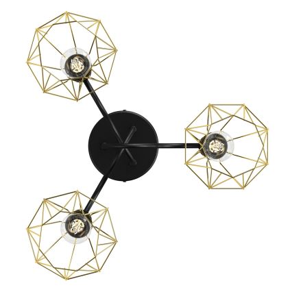 Surface-mounted chandelier BERGEN 3xE27/60W/230V black/gold