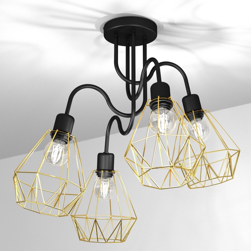 Surface-mounted chandelier BERGEN 4xE27/60W/230V black/golden