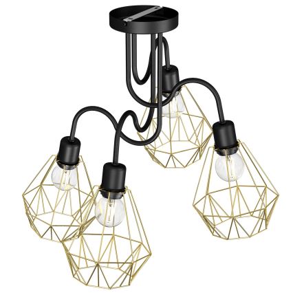 Surface-mounted chandelier BERGEN 4xE27/60W/230V black/golden
