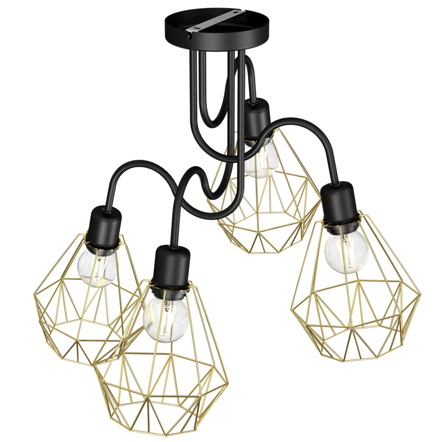 Surface-mounted chandelier BERGEN 4xE27/60W/230V black/golden