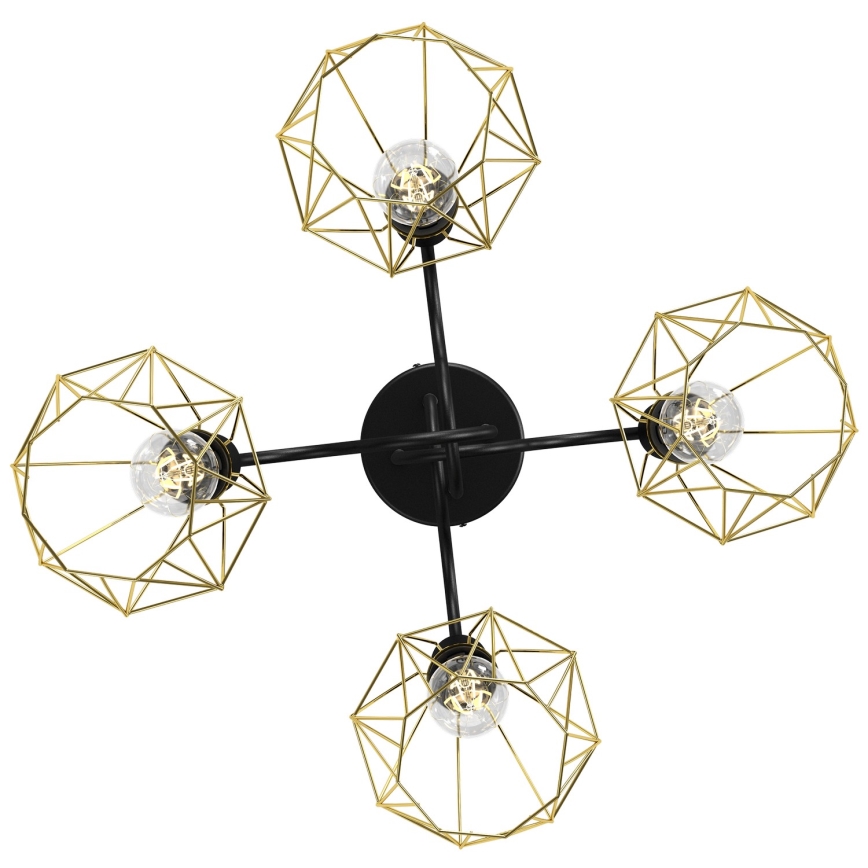 Surface-mounted chandelier BERGEN 4xE27/60W/230V black/golden