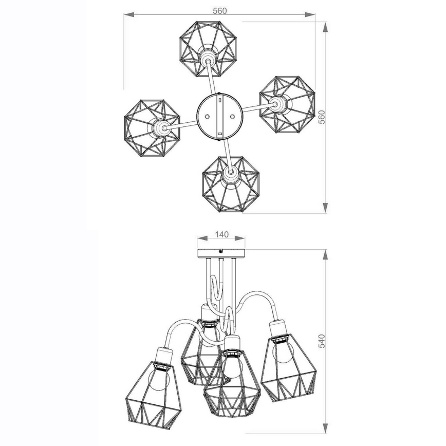 Surface mounted chandelier BERGEN 4xE27/60W/230V