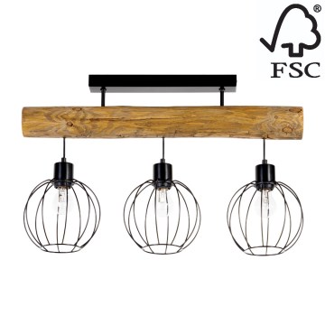 Surface-mounted chandelier BERIS 3xE27/25W/230V pine - FSC certified
