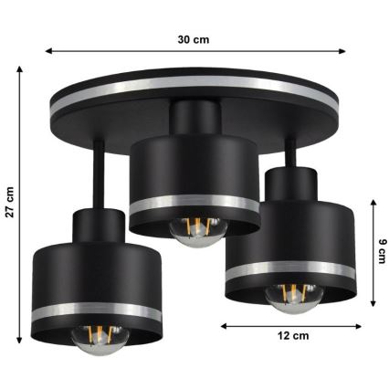 Surface-mounted chandelier BODO SILVER 3xE27/60W/230V