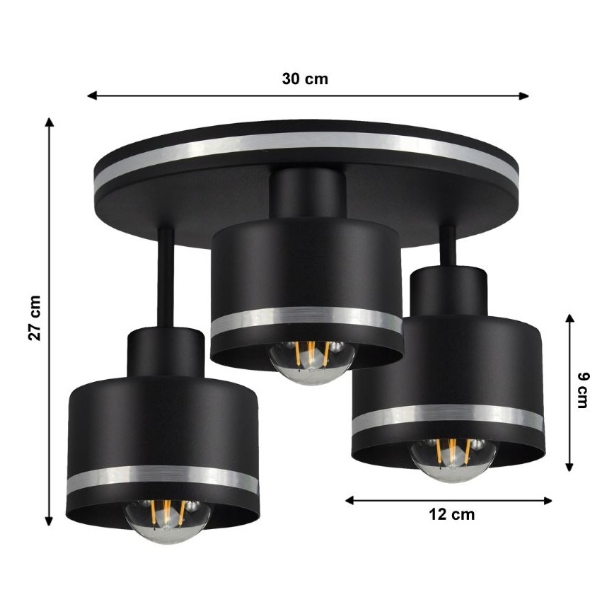 Surface-mounted chandelier BODO SILVER 3xE27/60W/230V