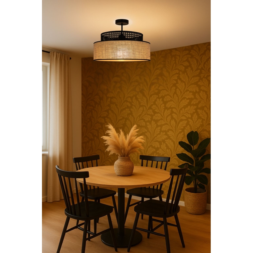 Surface-mounted chandelier BOHO 1xE27/60W/230V black/rattan