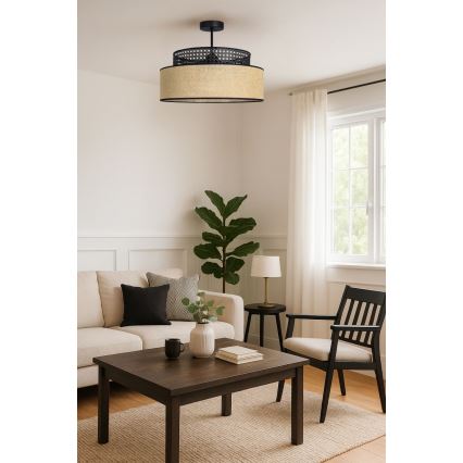 Surface-mounted chandelier BOHO 1xE27/60W/230V black/rattan