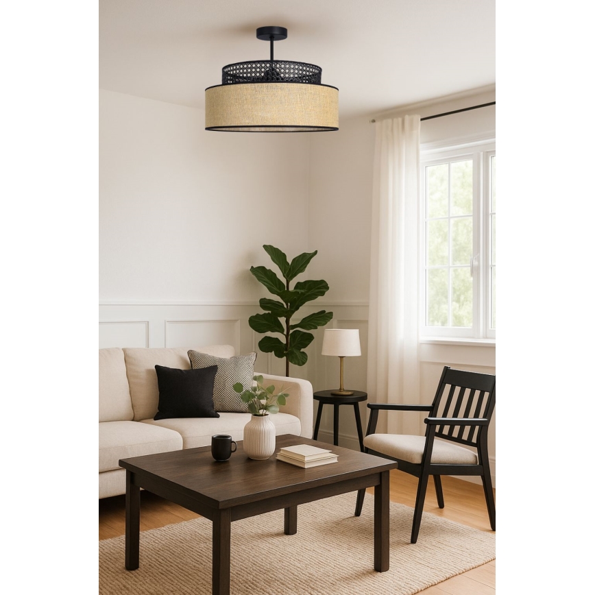 Surface-mounted chandelier BOHO 1xE27/60W/230V black/rattan