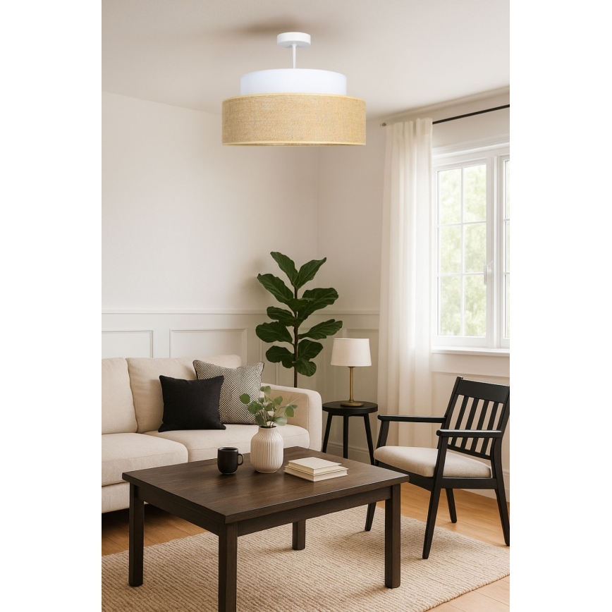 Surface-mounted chandelier BOHO 1xE27/60W/230V white/beige