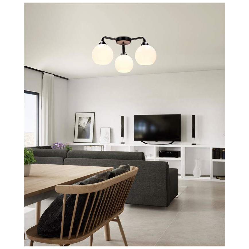 Surface-mounted chandelier CALDERA 3xE27/60W/230V black