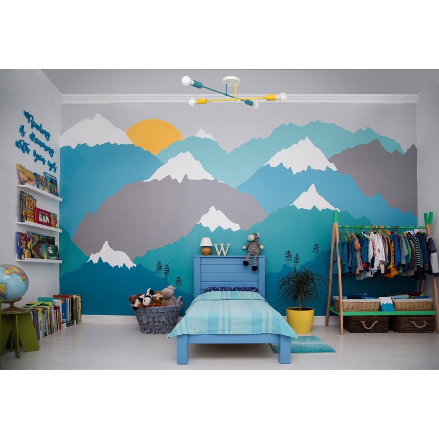 Surface-mounted chandelier CAMBRIDGE 4xE27/20W/230V blue/yellow