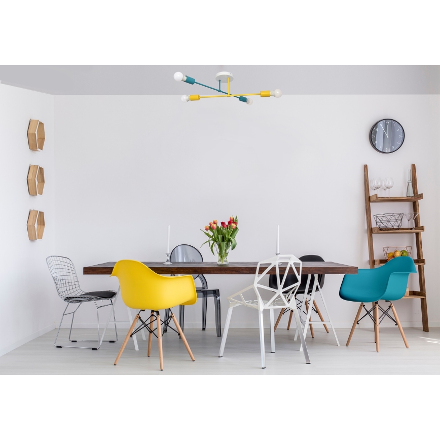 Surface-mounted chandelier CAMBRIDGE 4xE27/20W/230V blue/yellow