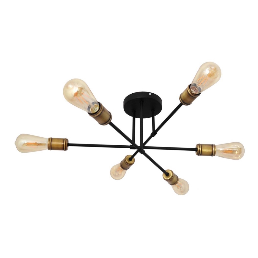 Surface-mounted chandelier CAMBRIDGE 6xE27/20W/230V black/golden