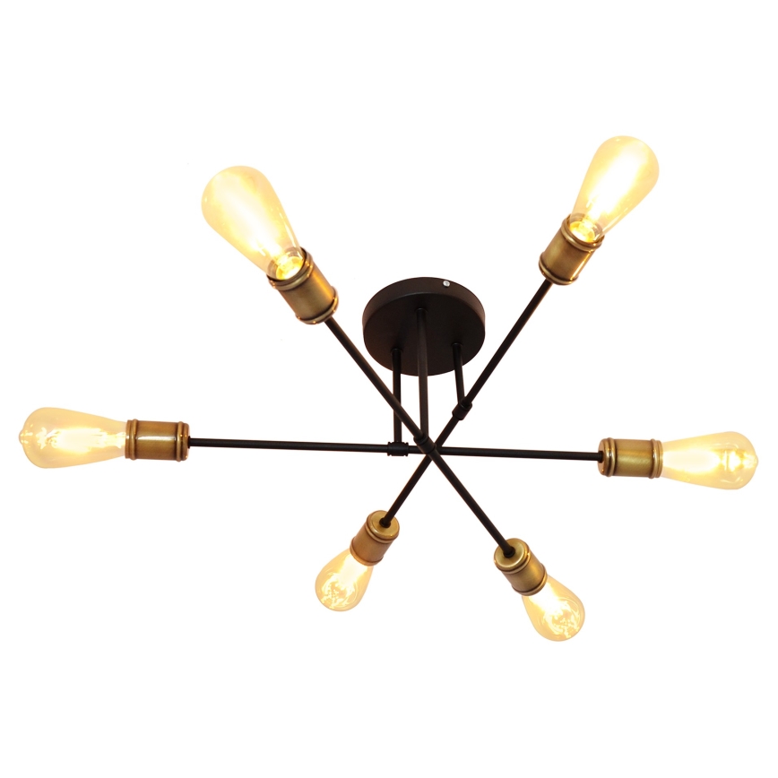 Surface-mounted chandelier CAMBRIDGE 6xE27/20W/230V black/golden