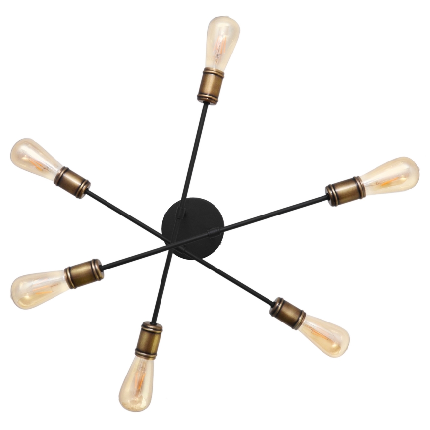 Surface-mounted chandelier CAMBRIDGE 6xE27/20W/230V black/golden