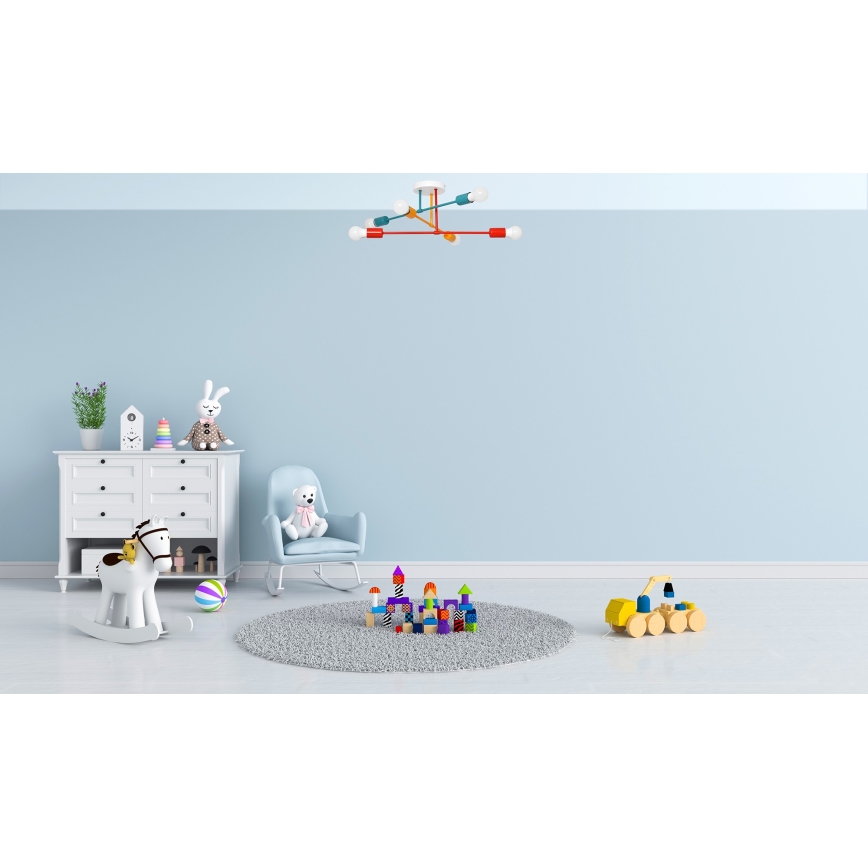 Surface-mounted chandelier CAMBRIDGE 6xE27/20W/230V blue/red/orange