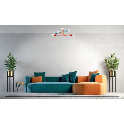 Surface-mounted chandelier CAMBRIDGE 6xE27/20W/230V blue/red/orange