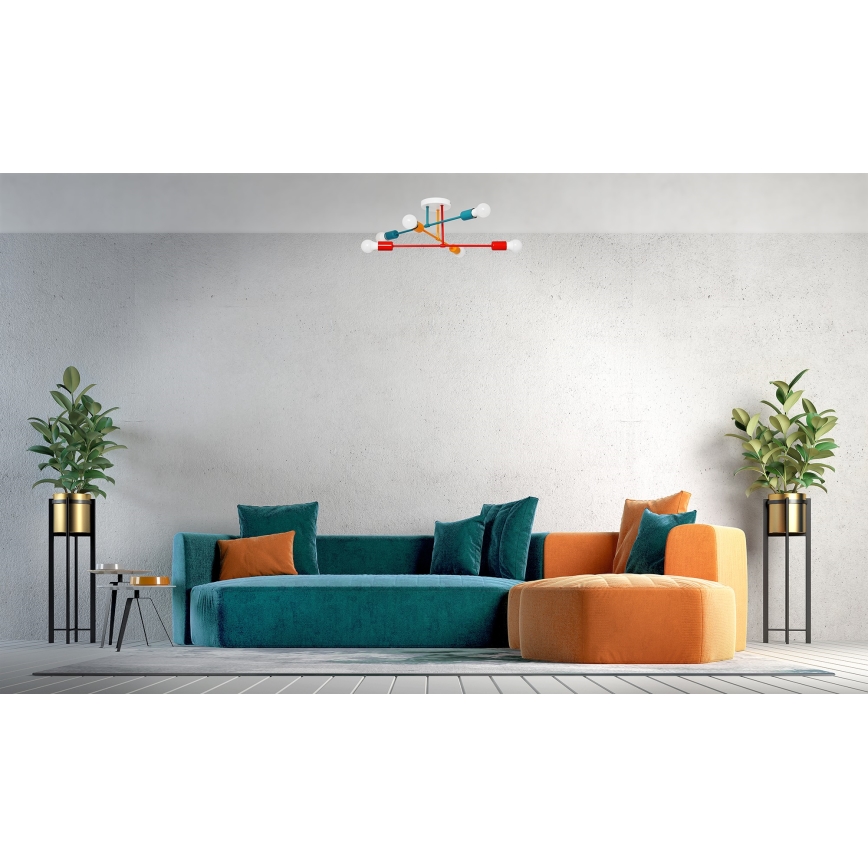 Surface-mounted chandelier CAMBRIDGE 6xE27/20W/230V blue/red/orange