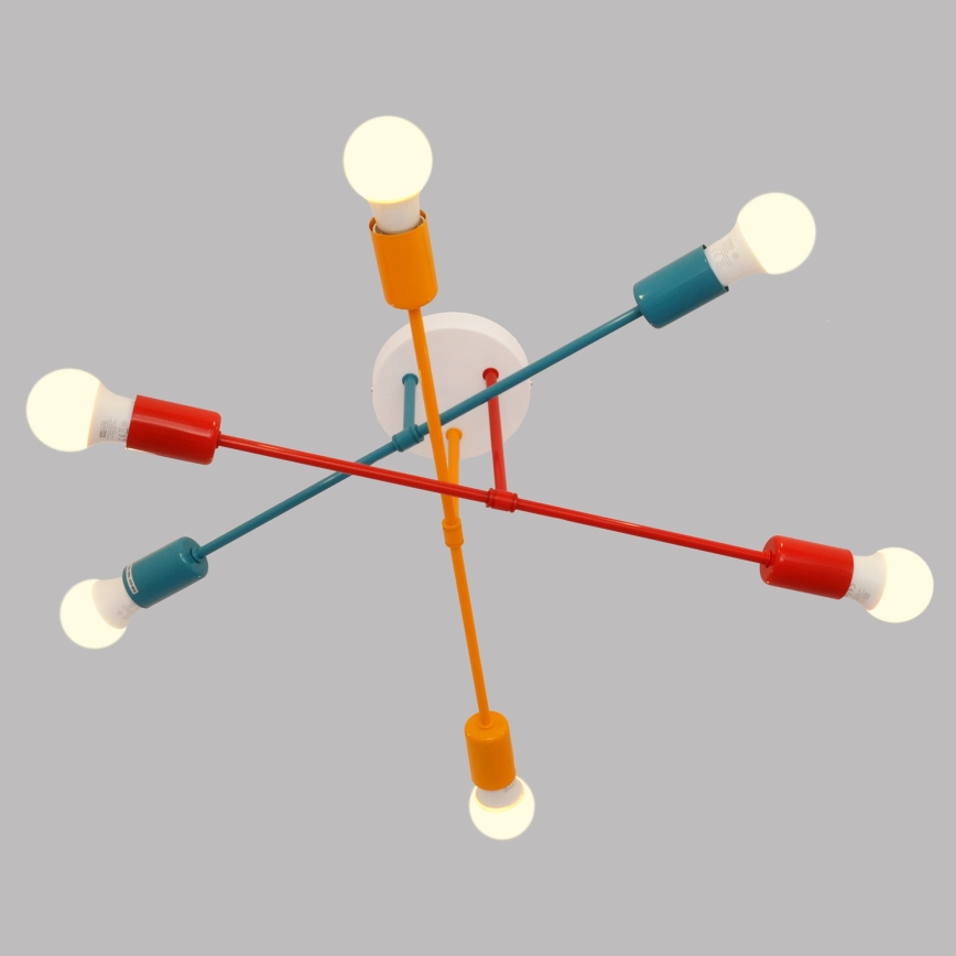 Surface-mounted chandelier CAMBRIDGE 6xE27/20W/230V blue/red/orange
