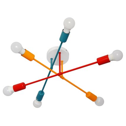 Surface-mounted chandelier CAMBRIDGE 6xE27/20W/230V blue/red/orange