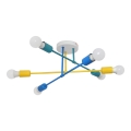 Surface-mounted chandelier CAMBRIDGE 6xE27/20W/230V blue/yellow
