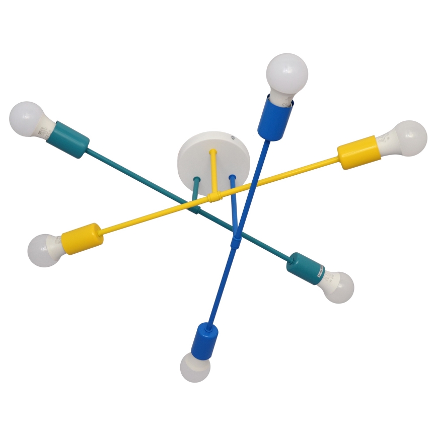 Surface-mounted chandelier CAMBRIDGE 6xE27/20W/230V blue/yellow
