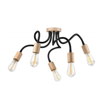 Surface-mounted chandelier CAMERON 5xE27/60W/230V beech - FSC certified