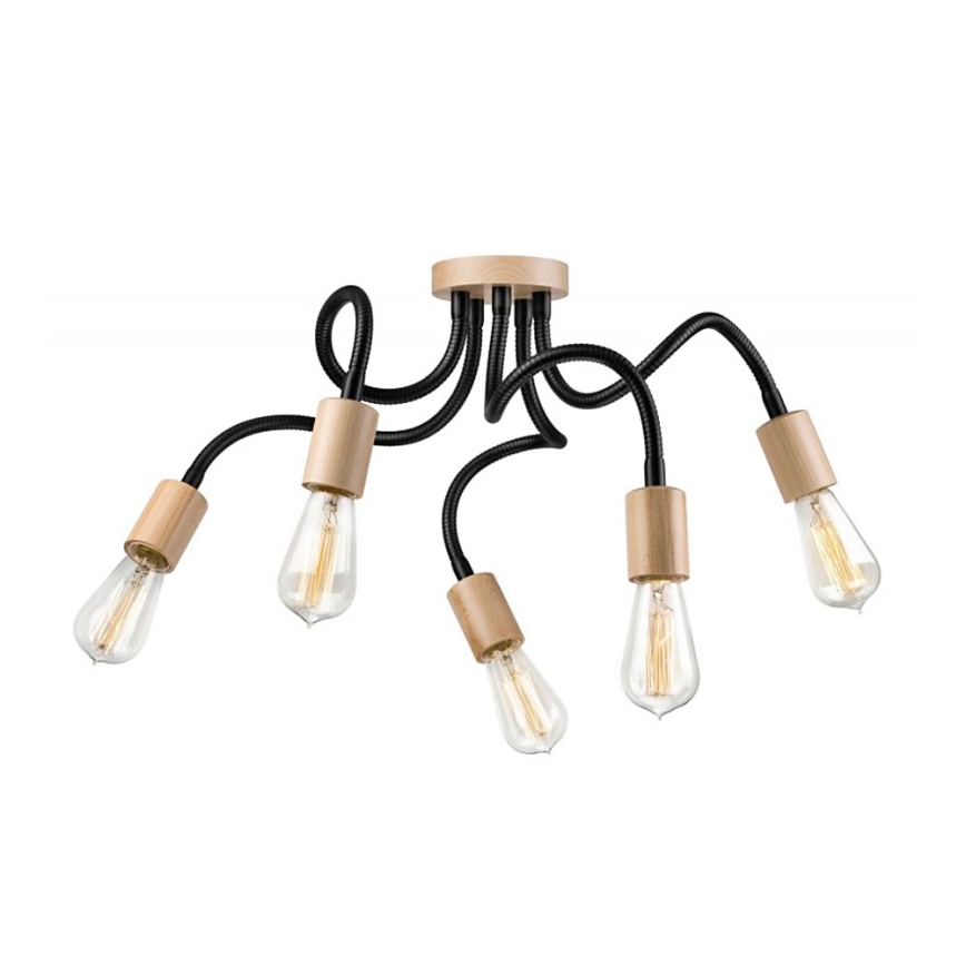 Surface-mounted chandelier CAMERON 5xE27/60W/230V beech - FSC certified
