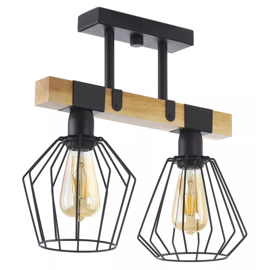 Surface-mounted chandelier CAMEROON 2xE27/60W/230V black/wood