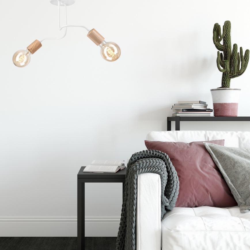 Surface-mounted chandelier CONOR 2xE27/60W/230V oak/white
