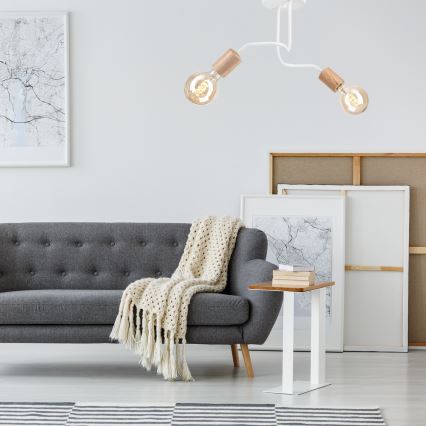 Surface-mounted chandelier CONOR 2xE27/60W/230V oak/white