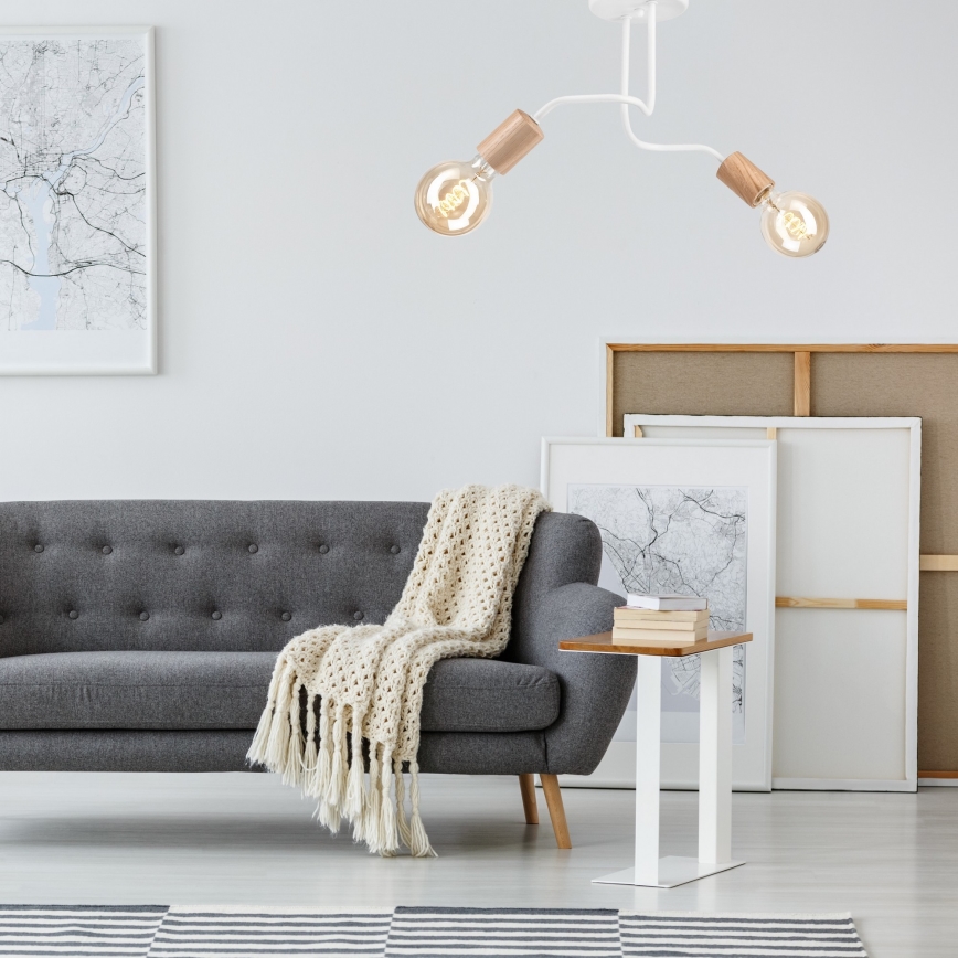 Surface-mounted chandelier CONOR 2xE27/60W/230V oak/white