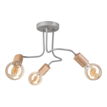 Surface-mounted chandelier CONOR 3xE27/60W/230V oak/grey