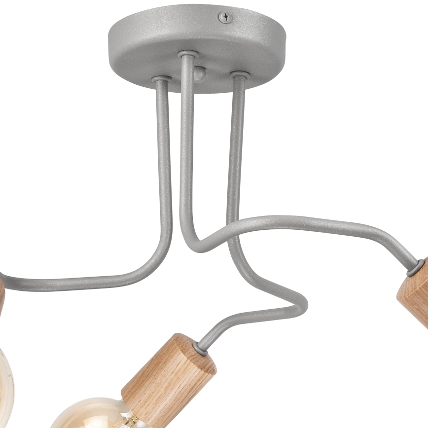 Surface-mounted chandelier CONOR 3xE27/60W/230V oak/grey