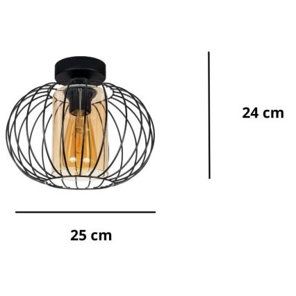 Surface-mounted chandelier CORRINI 1xE27/60W/230V d. 25 cm black/beige