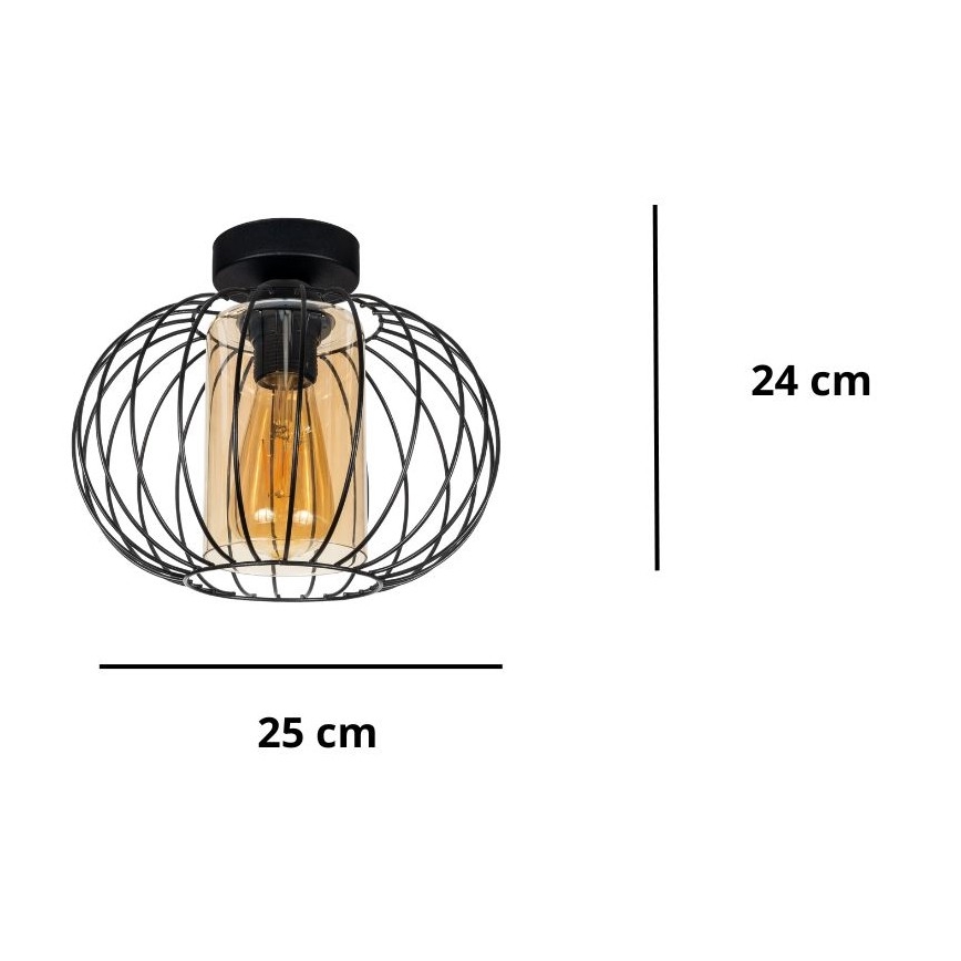 Surface-mounted chandelier CORRINI 1xE27/60W/230V d. 25 cm black/beige