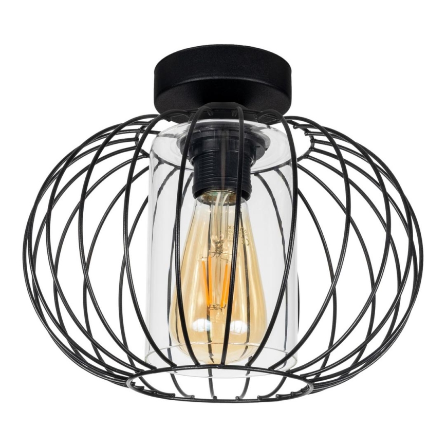 Surface-mounted chandelier CORRINI 1xE27/60W/230V d. 25 cm black/clear