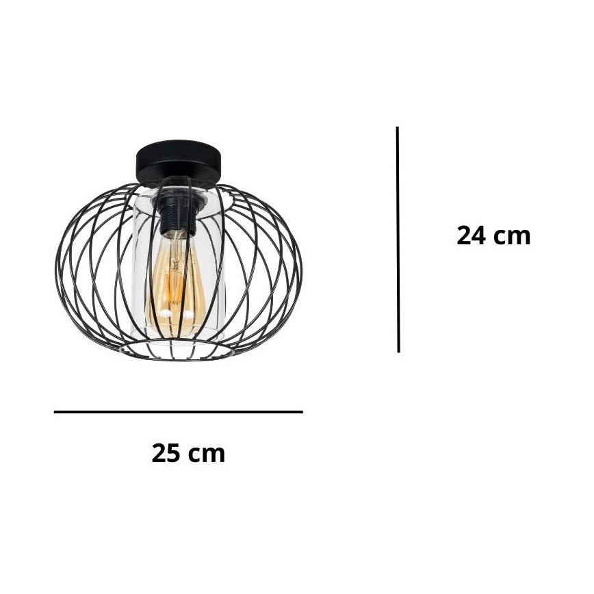 Surface-mounted chandelier CORRINI 1xE27/60W/230V d. 25 cm black/clear