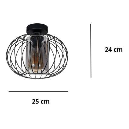 Surface-mounted chandelier CORRINI 1xE27/60W/230V d. 25 cm black/grey