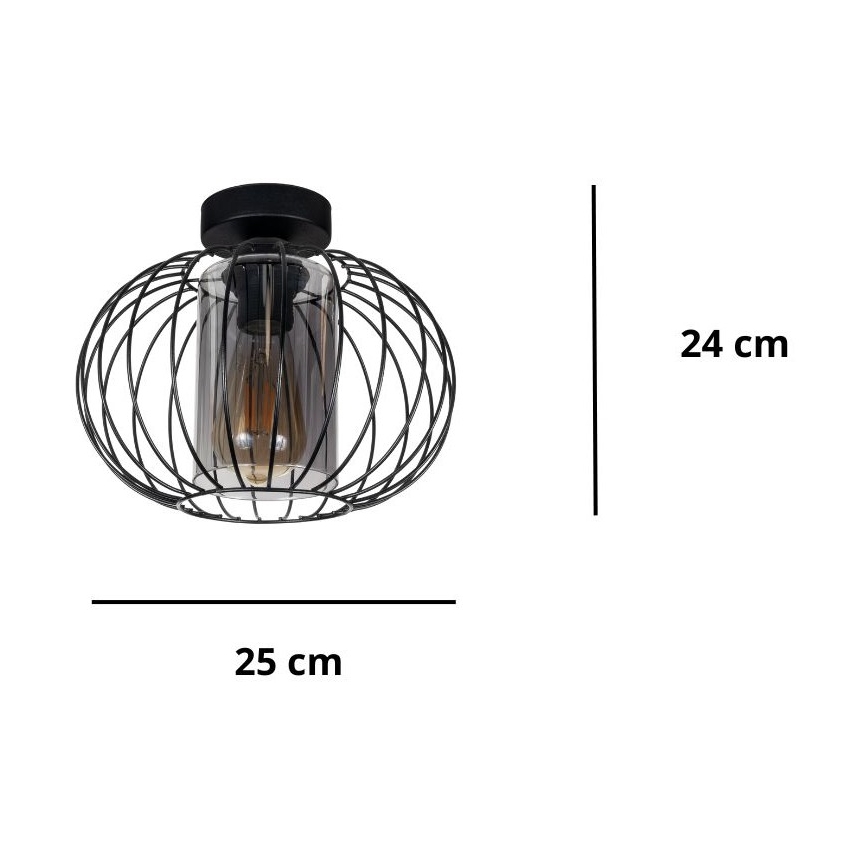Surface-mounted chandelier CORRINI 1xE27/60W/230V d. 25 cm black/grey