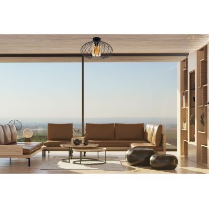 Surface-mounted chandelier CORRINI 1xE27/60W/230V d. 34 cm black/beige